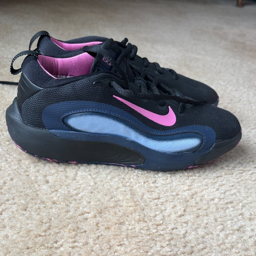 Nike Kids Black and Pink Sneakers with Blue Accents - Picture 5 of 6